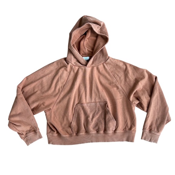 aerie Tops - Aerie Women XXL burnt Orange Hoodie Cotton Raglan Sweatshirt Pockets Distressed